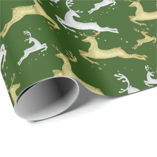 U KIEST ACHTERGROND KLEUR Zilver en Gold Deer Cadeaupapier (Rol Hoek)