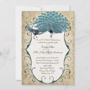 U Kiest Achtergrondkleur -Damask Pauw Kaart