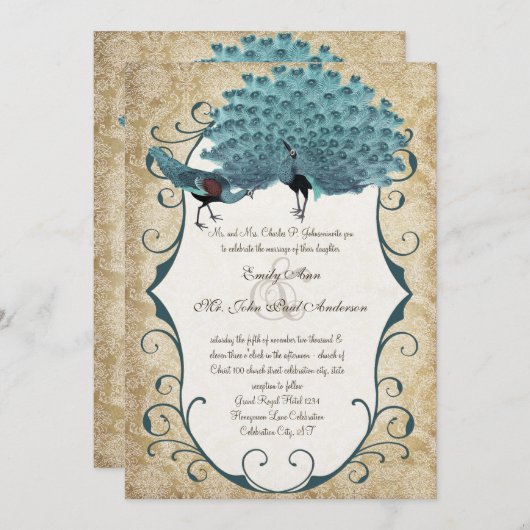 U kiest Achtergrondkleur - Damask Peacock Kaart (Voorkant / Achterkant)