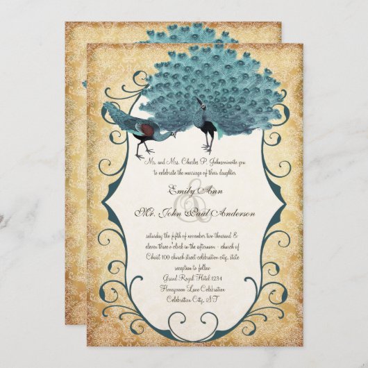 U kiest Achtergrondkleur - Damask Peacock Kaart (Voorkant / Achterkant)