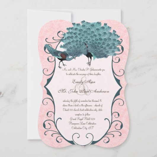 U kiest Achtergrondkleur - Damask Peacock Kaart (Voorkant)