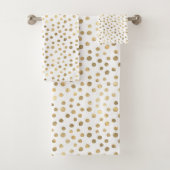 U kiest Kleur Custom Gouden Folie Polka Dots Bad Handdoek (Insitu)