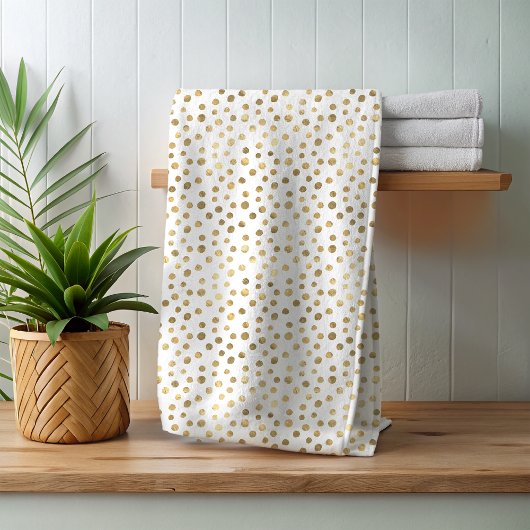U kiest Kleur Custom Gouden Folie Polka Dots Bad Handdoek