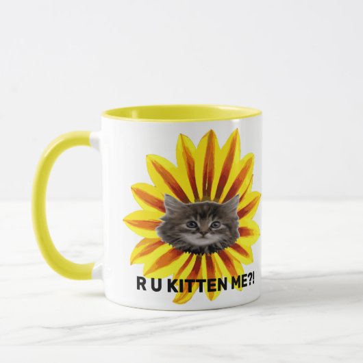 U KITTEN ME? Sunflower Kitten Face Humoureus Mok (Links)