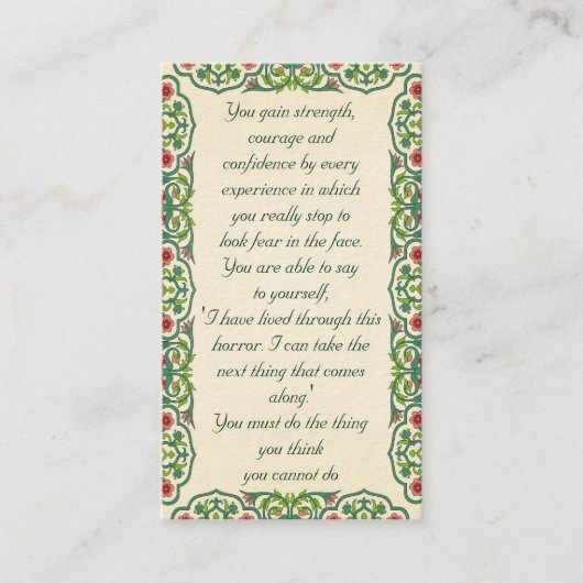 U krijgt kracht, moed en vertrouwen van visitekaartje (Voorkant)