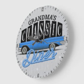 U kunt de naam Faux Neon Fifties Classic Car Diner Grote Klok (Hoek)