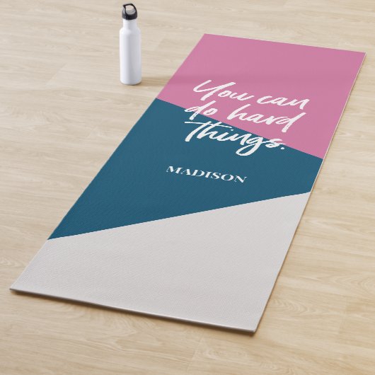 U kunt harde dingen doen Roze Blauw Grijs Mod Cust Yogamat (In situ)