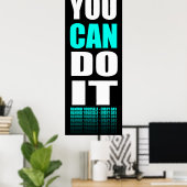 U KUNT het (aqua) Motivatie doen Poster (Thuiskantoor)