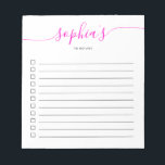 U kunt het Bright Roze Notitieblok voor afbeelding<br><div class="desc">Eenvoudig om Lijst met jouw naam en het manuscript te doen.</div>