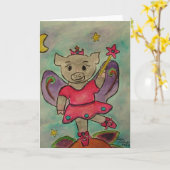 U kunt het doen! Het Wenskaart van het Varken van Kaart (Gele Bloem)