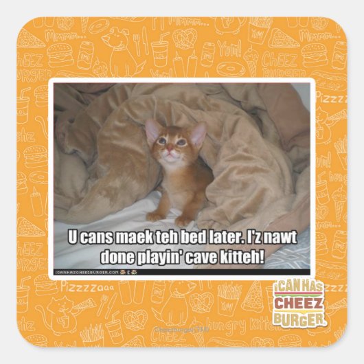 U kunt later het bed maken. vierkante sticker (Voorkant)