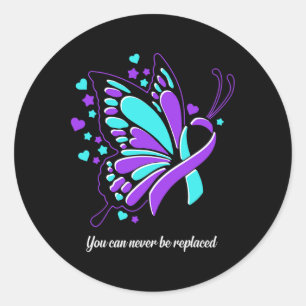 U kunt nooit vervangen Butterfly Ribbon Suicide Ronde Sticker
