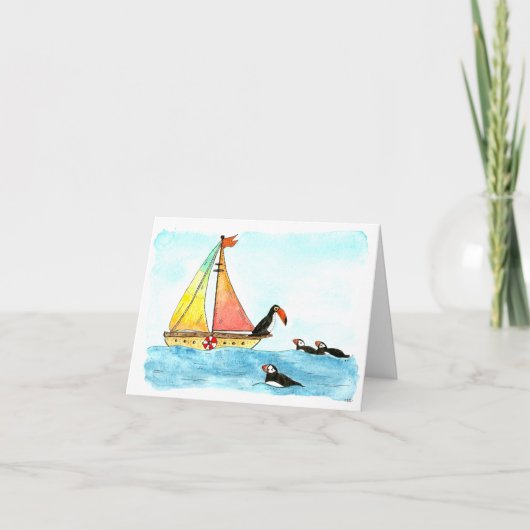 U kunt ook, Toucan en Puffins Waterverf Blank Bedankkaart (Voorkant)