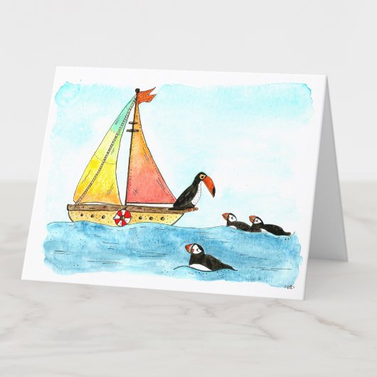 U kunt ook, Toucan en Puffins Waterverf Blank Bedankkaart