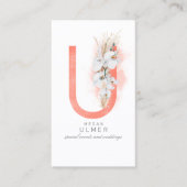 U Letter Monogram White Orchids and Pampas Grass Visitekaartje (Voorkant)