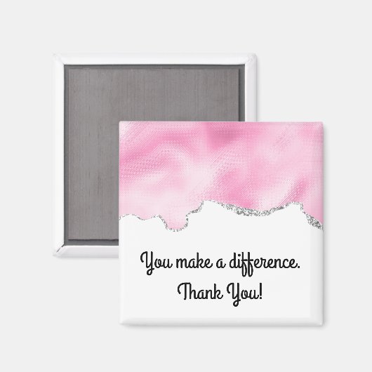 U maakt een verschil tussen roze en zilveren faux  magneet (Voorkant / Achterkant)