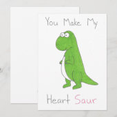 U maakt tot Mijn Hart Leuke Dinosaurus Vlakke Feestdagenkaart (Voorkant / Achterkant)