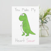 U maakt tot Mijn Hart Leuke Dinosaurus Vlakke Feestdagenkaart (Staand voorkant)