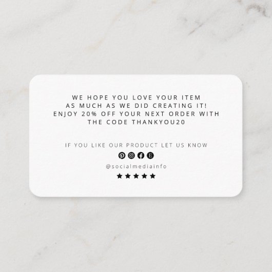 U maakte onze dag Business Dank u Korting Kaart (Achterkant)