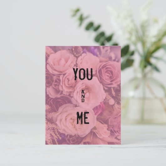 "U & me" Romantische Rozen Briefkaart (Staand voorkant)