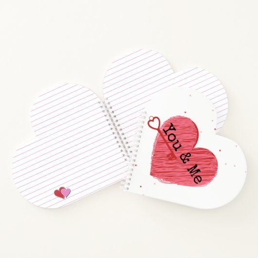 U & mij Chic Red Heart en Key Valentijnsdag Notitieboek (Binnen)