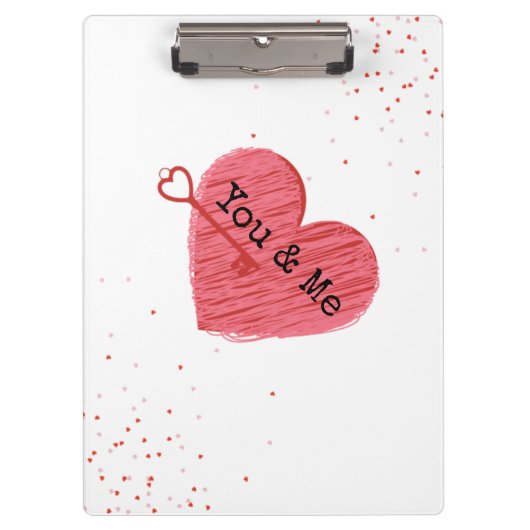 U & mij Modern Red Heart met Key Valentijnsdag Klembord (Voorkant)
