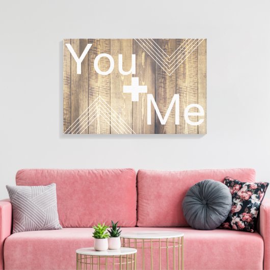 U + mij moderne lichte houtplanten en pijlen canvas afdruk (Insitu (Woonkamer))