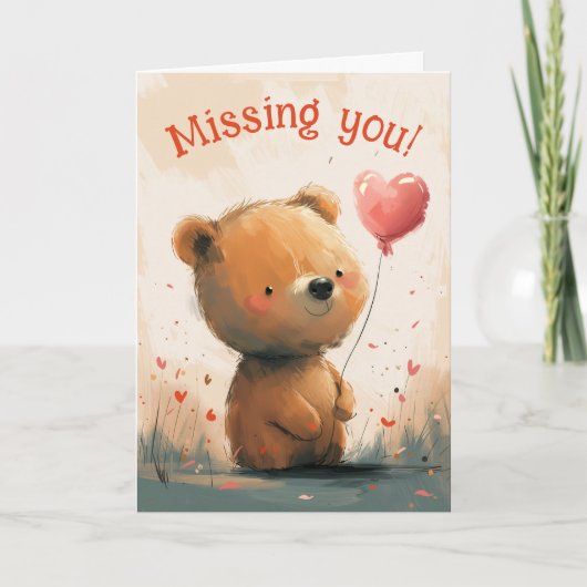 U missen: Schattige Beer met ballon Kaart (Voorkant)