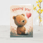 U missen: Schattige Beer met ballon Kaart (Gele Bloem)