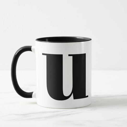 U Modern Monogram Initiaal Letter zwart-wit Mok (Links)