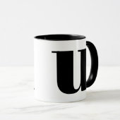 U Modern Monogram Initiaal Letter zwart-wit Mok (Voorkant rechts)