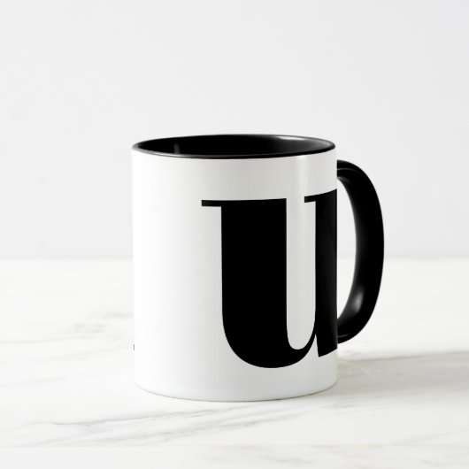 U Modern Monogram Initiaal Letter zwart-wit Mok (Voorkant rechts)