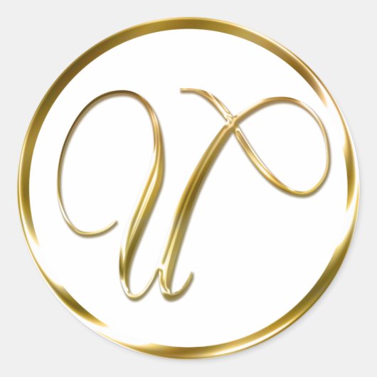U monogram Faux Gold Envelope of Favor Seal Ronde Sticker (Voorkant)