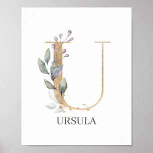 U Monogram Floral Aangepast Poster