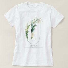 U Monogram Gold Greenery laat Elegant over T-shirt