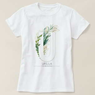 U Monogram Gold Greenery laat Elegant over T-shirt