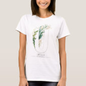 U Monogram Gold Greenery laat Elegant over T-shirt (Voorkant)