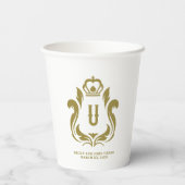U Monogram Gouden Crest Papieren Beker (Achterkant)