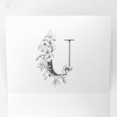 'U' Monogram mooi gebottelde Florale bruiloft Drieluik Uitnodiging (Binnenzijde eerst)