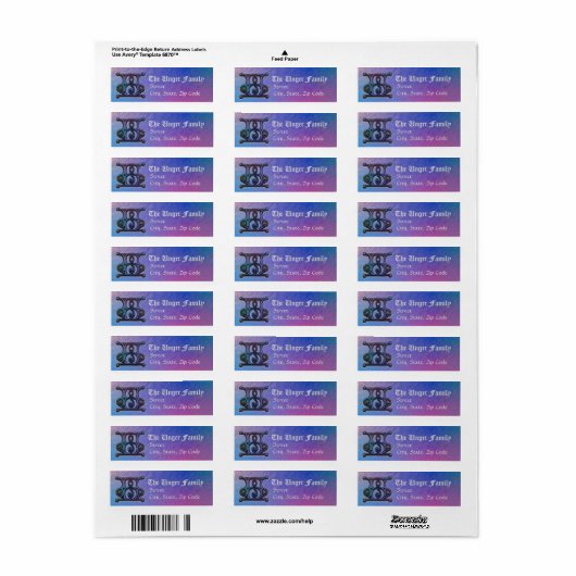 U Monogram "Oude Wereld Blauw" ontwerp Adreslabels Etiket (Full Sheet)