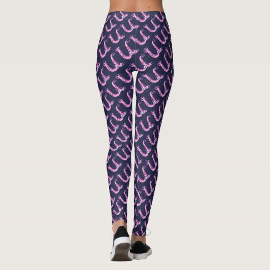 U monogram paarse leggings met patronen (Achterkant)