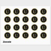 U :: Monogram U Elegante Gouden en Zwarte Sticker (Vel)