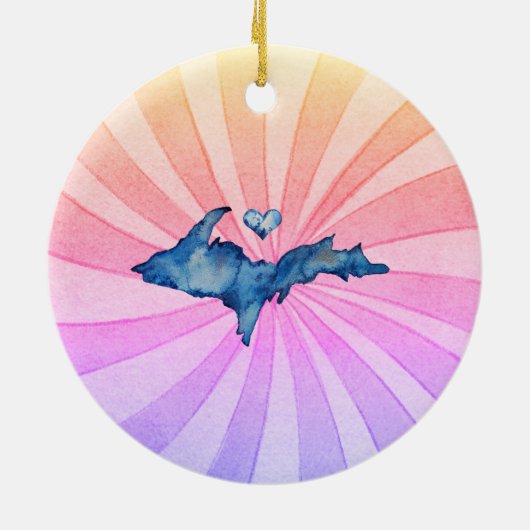 U.P. Waterverf Fun Keramisch Ornament (Achterkant)