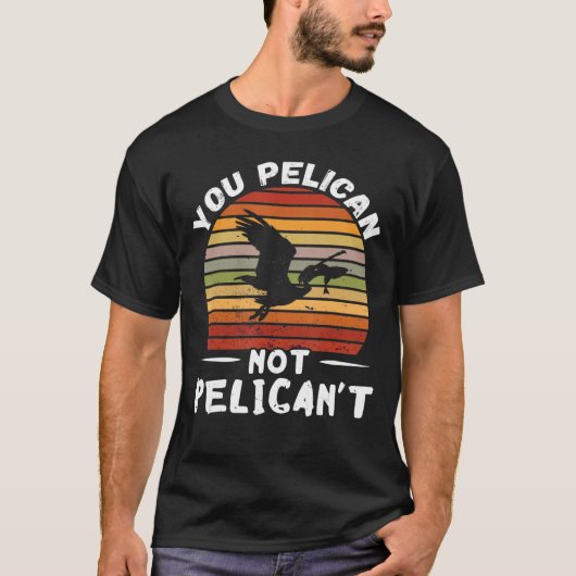 U Pelikaan Retro Sunset Dier Tropical B T-shirt (Voorkant)