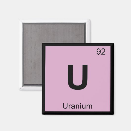 U - Periodiek tabelsymbool voor uraniumchemie Magneet (Voorkant / Achterkant)