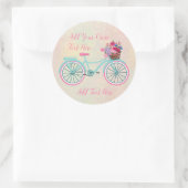 U personaliseert de fiets met het mandje bloemen ronde sticker (Tas)