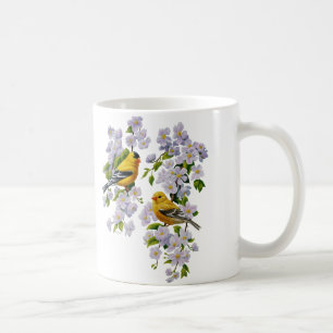 U-Pick achtergrondkleur Goldfinch Birds & Flowers Koffiemok