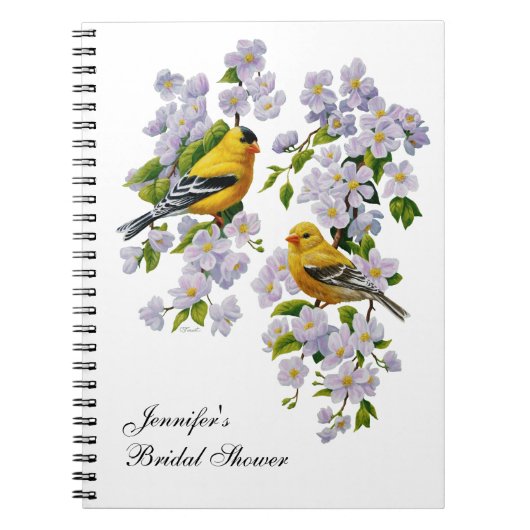 U-Pick achtergrondkleur Goldfinch Birds & Flowers Notitieboek (Voorkant)