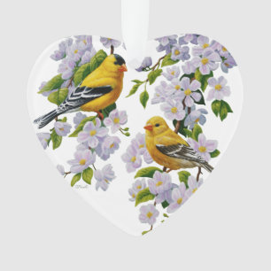 U-Pick achtergrondkleur Goldfinch Birds & Flowers Ornament
