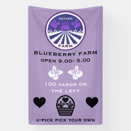 U-Pick Blauwebesfarm Promotie Spandoek (Verticaal)